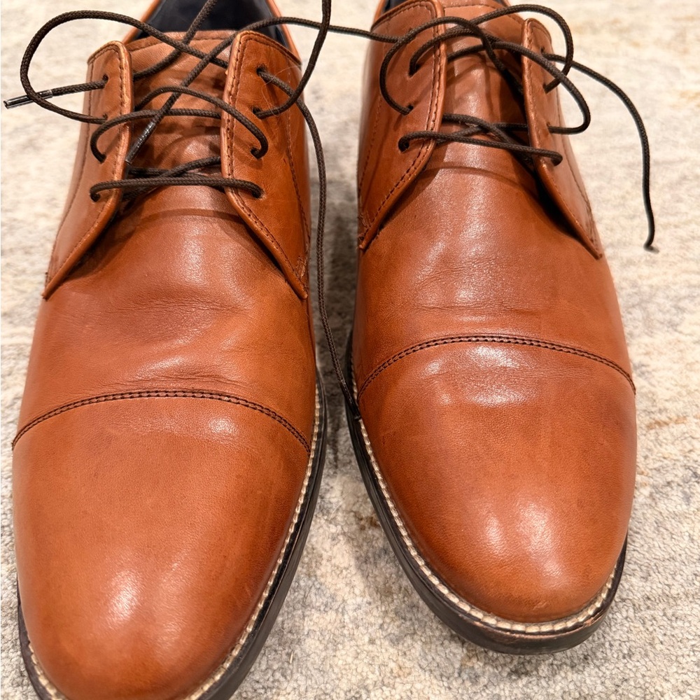 Men's Size 9.5 M Cole Haan Cap Toe Oxford Brown Leather Shoes